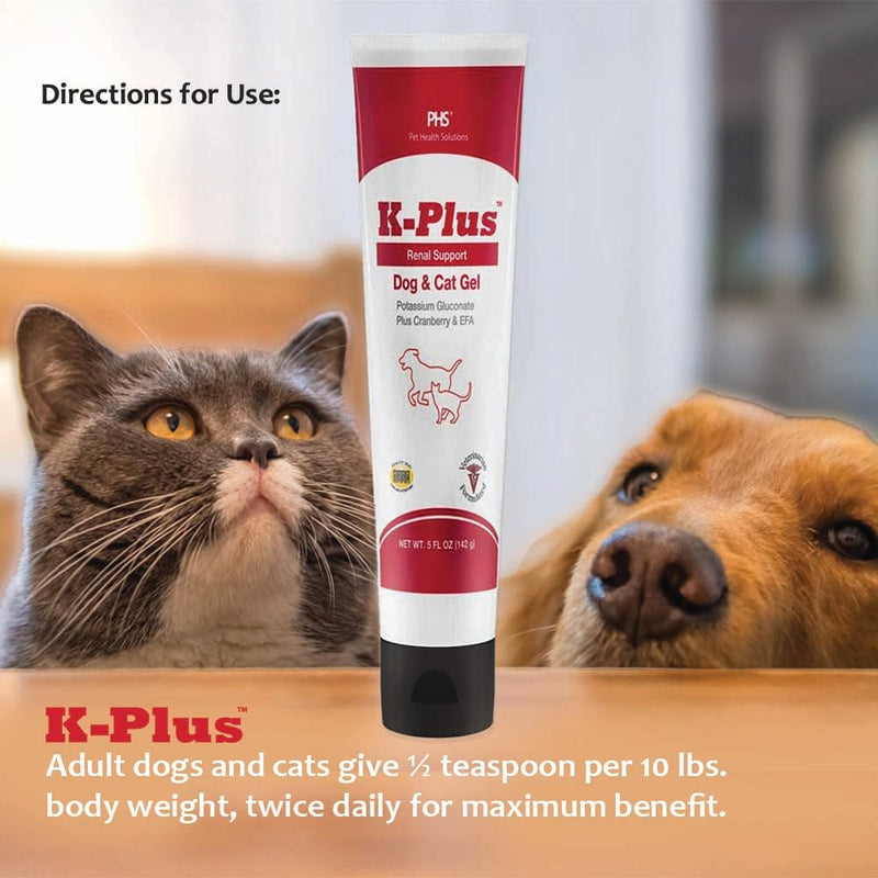 [Australia] - K-Plus Gel for Dogs and Cats ‚Äì Potassium Citrate & Cranberry Supplement for Kidney Support, Urinary Tract Health, UTI Relief, Stone Prevention, Electrolyte Balance, Muscle & Heart Function ‚Äì 5 oz 1-Pack 