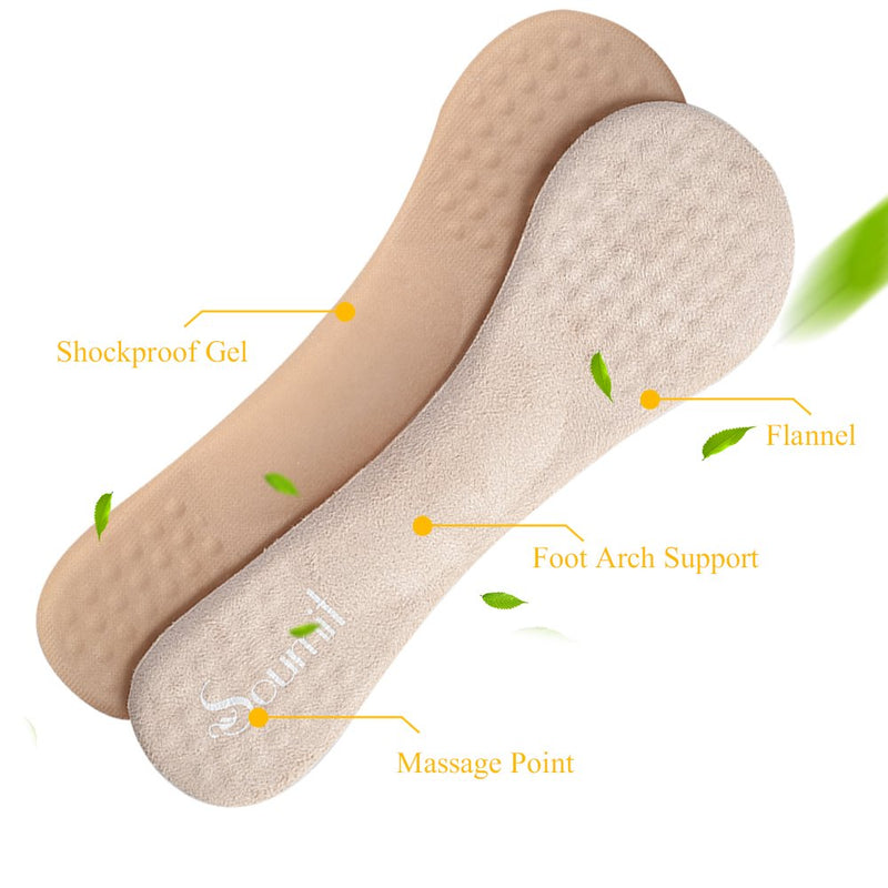 [Australia] - Soumit Insoles for Women, 2 Pairs Non-Slip and Self-Adhesive Insoles for High Heels, Sandals, Relieves Stress and Fatigue in the Feet 