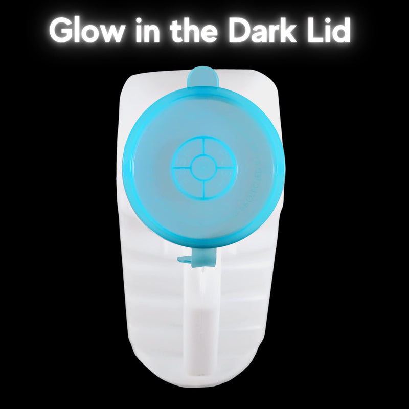 Male Urinal with Glow in The Dark Cover [32oz Pack of 2] Portable Pee Bottles for Men Used for Hospitals, Incontinence, Emergency and Travel (2)