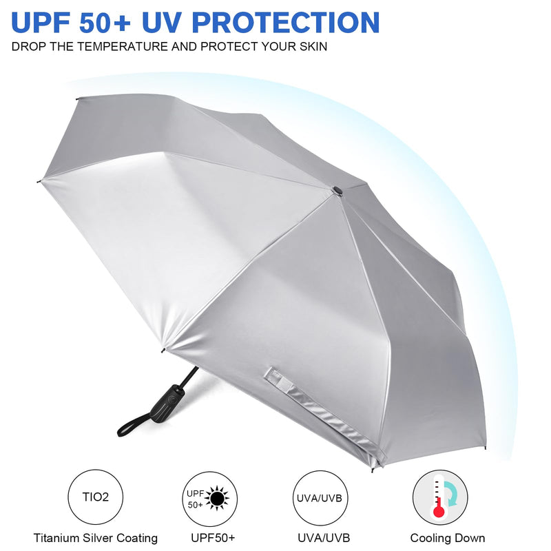 G4Free 46" Sun Umbrella with Double Layer 62" Automatic Open Golf Umbrella Oversize Windproof