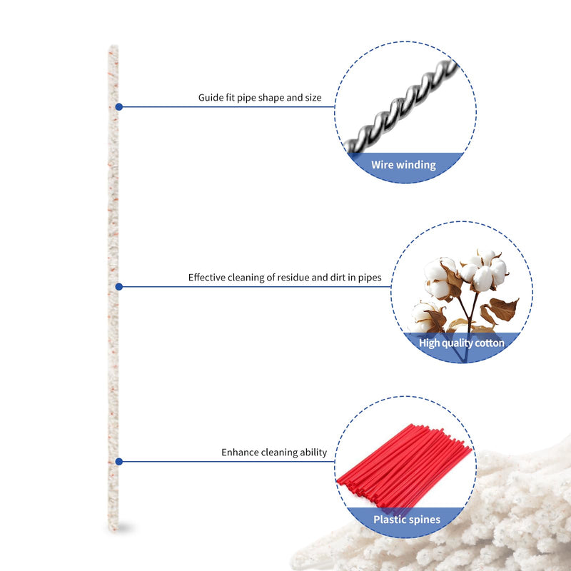 [Australia] - Phinus 300 Pack Pipe Cleaners Pipe, 6-Inch Pipe Cleaners Bulk, Cotton and Plastic Pipe Cleaner, Pipecleaners for Removing Tar & Resin, Pipe Cleaners for Plastic Metal Ceramic Wood Pipe 