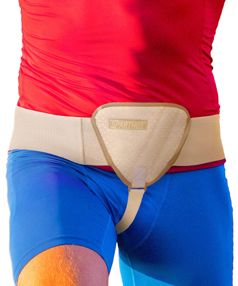 Sparthos Inguinal Hernia Belt For Men - Two Compression Pads - Slim, Discreet, Adjustable - Left or Right Side - Inguinal Hernia Support Mens - Post Surgery Hernia Truss - Groin Belts Men (Beige-XXL) XXL (Fits Hip Size 38 in - 50 in) Dune Beige