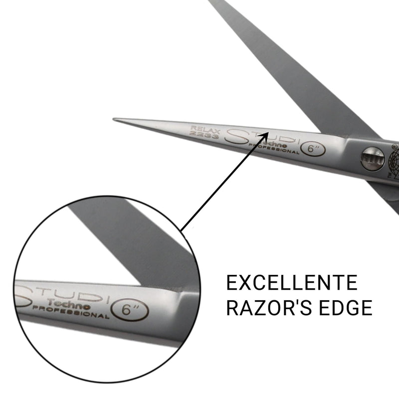 [Australia] - Kiepe 2233 Studio Techno Professional hairdressing scissors with Relax Ergonomic Design, micro-serrated blades, wide precision blades made of carbon-chromo stainless steel, 6 inches 6'' 