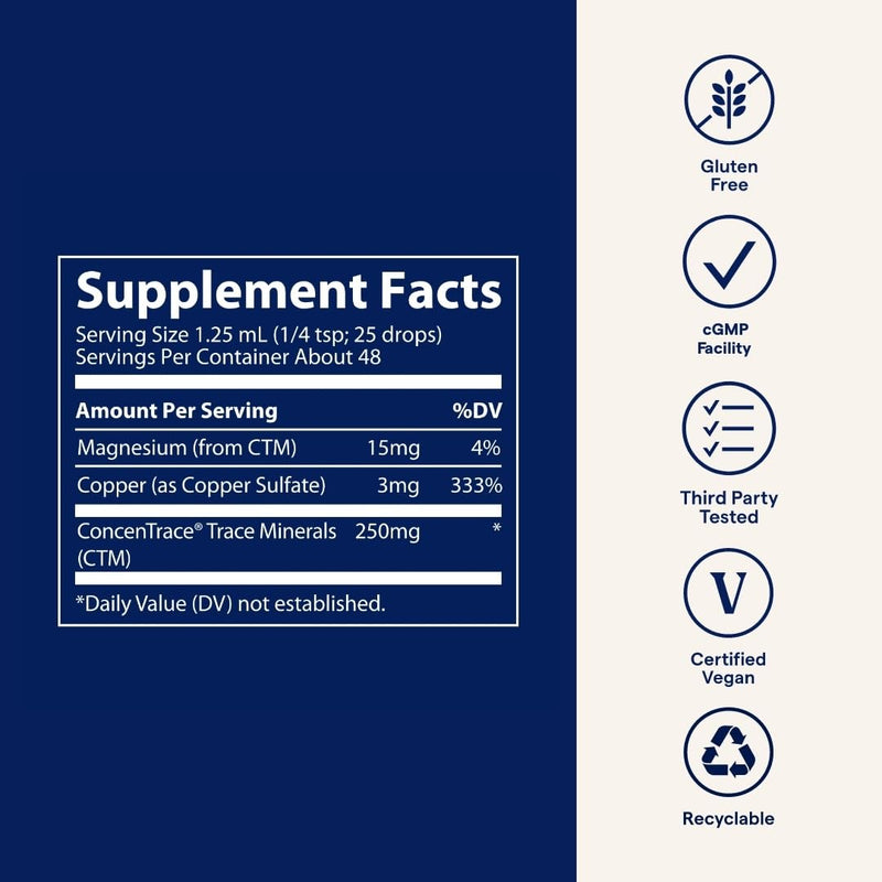[Australia] - Trace Minerals Ionic Copper - Bone & Energy Support Supplement - Copper Supplement to Support Enzymatic Reactions - Liquid Supplement to Aid Healthy Connective Tissue - 2 fl oz (About 48 Servings) 