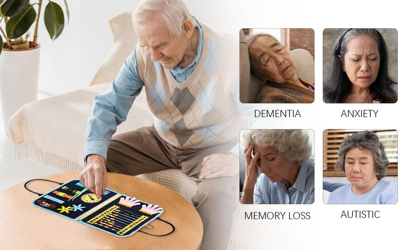 Fidget Pad for Elderly, Dementia & Alzheimer's Activities, Sensory Blanket for Memory Loss, Autism & Anxiety Relief