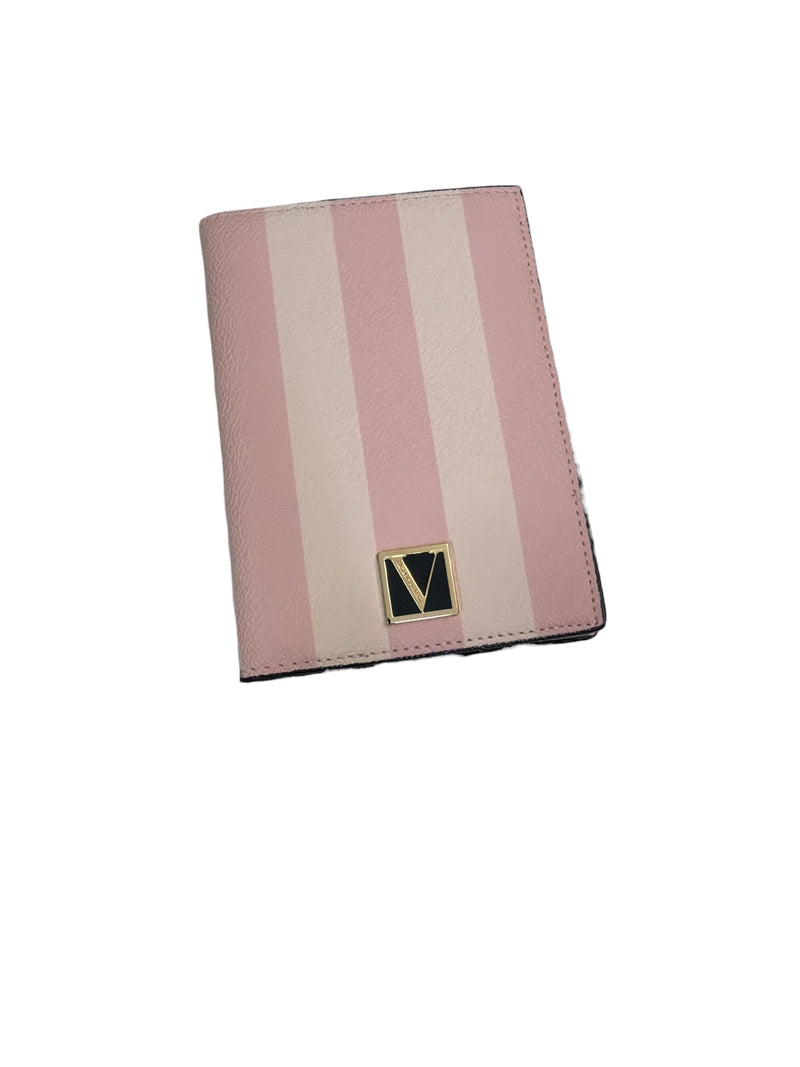 Victoria's Secret Passport Holder Wallet Pink Stripe Faux Leather New