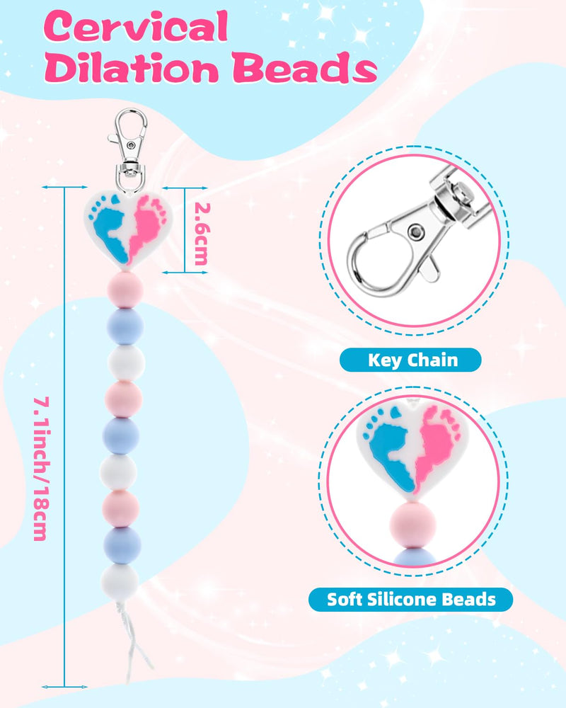 [Australia] - Cervical Dilation Beads with APGAR Score Newborn Assessment Reference Card, Labor and Delivery Nurse Essentials Badge Reel Rn Badge Buddy (Baby Footprint) Baby Footprint 
