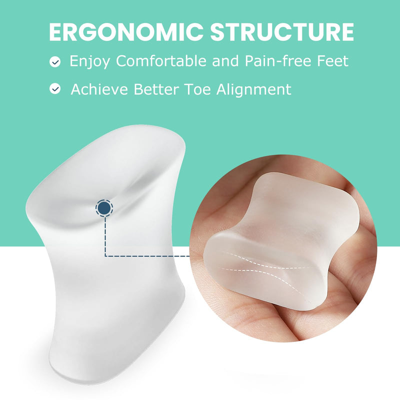 [Australia] - Welnove Upgraded Gel Toe Separators - 8-Pack Aloe Vera Extract Infused Silicone Toe Spacers for Straightening Overlapping Toes, Calluses (Large Size) 