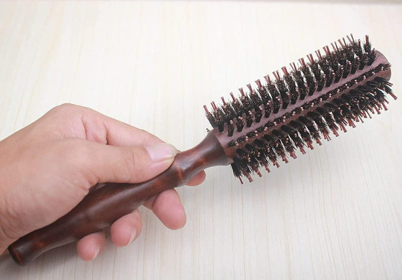 3-in-1 Premium Brush Set for Women & Men: Natural Boar Bristle Round Hair Brush, Nylon Pin Styling Brush, Wooden Comb for Drying, Curling, and Styling Hair