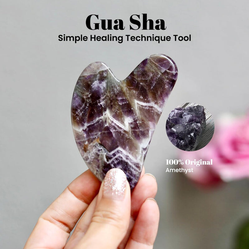ROSELYNBOUTIQUE Gua Sha Facial Tools & Face Roller Original Face Massager for Puffiness Wrinkless Skin Care Routine - Self Care Gift for Men Women (Amethyst) Amethyst