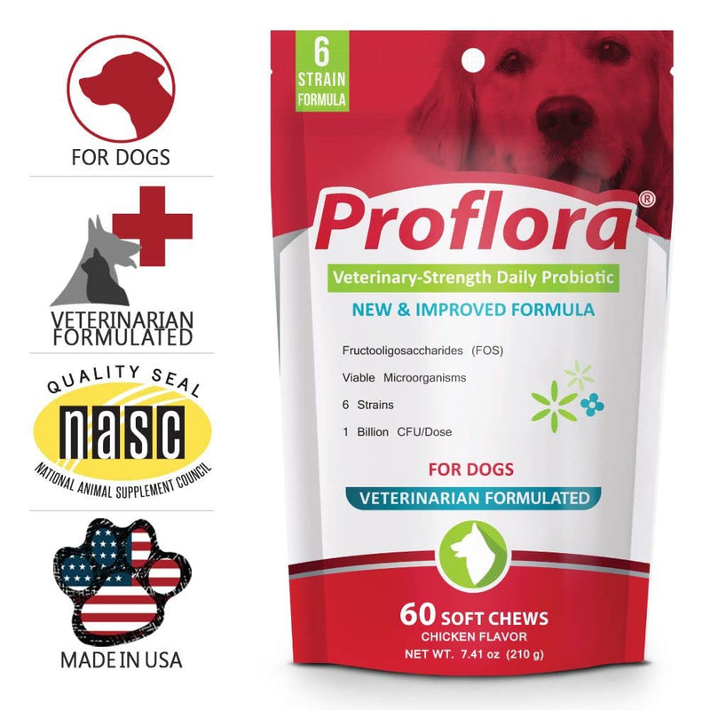 Proflora Probiotic Soft Chews for Dogs - Veterinary-Strength Daily Probiotic - Digestion Health - Boost Immune System - Skin and Coat Health - 180 Soft Chews - PawsPlanet Australia