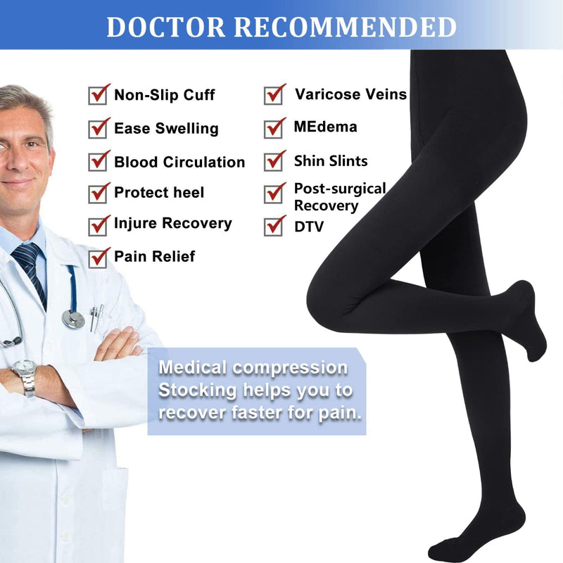 [Australia] - Evolyline 20-30mmHg Medical Compression Tights for Men and Women Long, Class II with Closed Toe, Graduated Compression Lipedema Black XL 