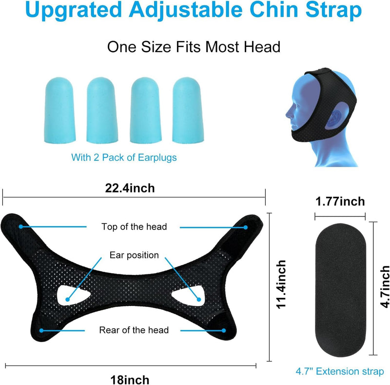 [Australia] - Snoring Chin Strap for Users,Anti Snoring Chin Strap for Sleeping, 2 Pack Adjustable Jaw Support Strap to Keep Mouth Closed, Snoring for Men Women, Comfort Fit Nighttime Sleeping Aid 2pack Black+grey 