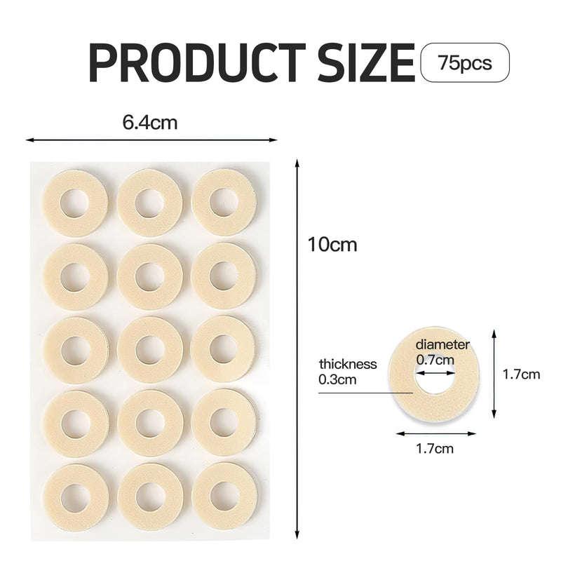 [Australia] - Cosmeria Pack of 75 Corn Plasters for Toes Self-Adhesive Latex Foam Foot Cushion Pain Protection for Men Women Feet Toes Small Oval 