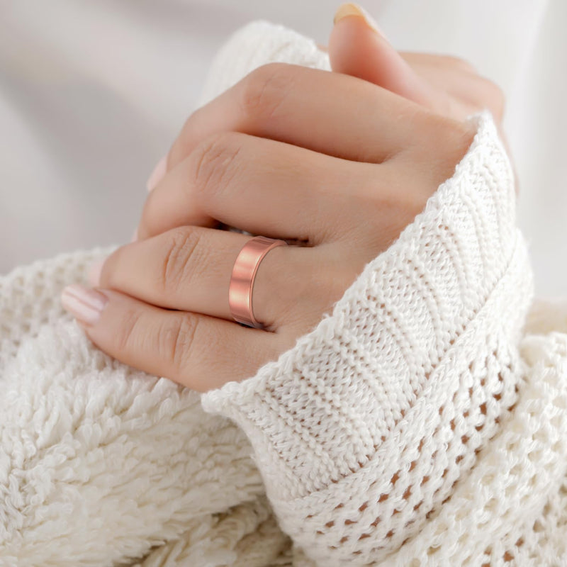 [Australia] - BioMag Copper Rings for Women, 99.99% Pure Copper Magnetic Rings Thumb Rings for Lymphatic Drainage, Adjustable Jewelry Gifts for Women Rose Gold 