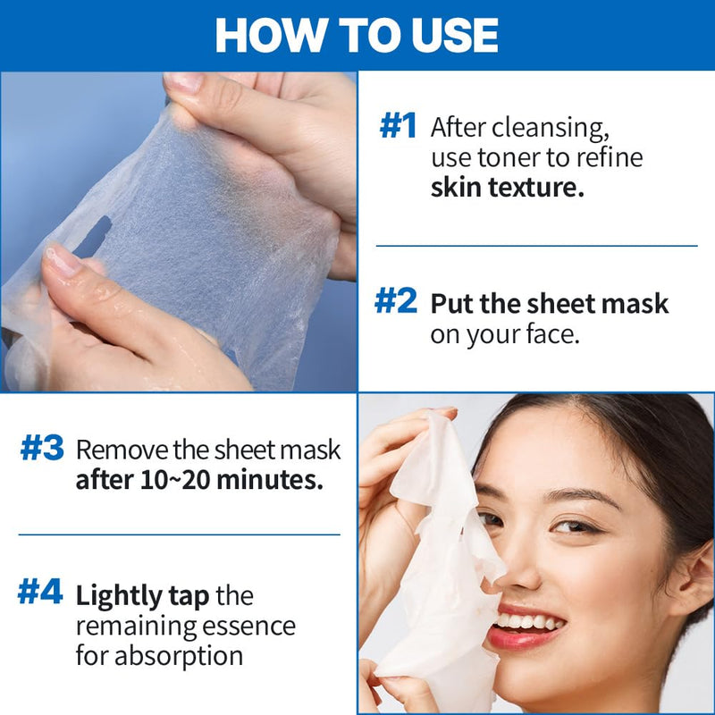 EUNYUL One Shot Ampoule Sheet Mask (10-Pack, 5 Types × 2 Sheets) | Hydrating & Soothing Facial Masks with Vitamin, Collagen, Cica, Aloe & Hyaluronic Acid
