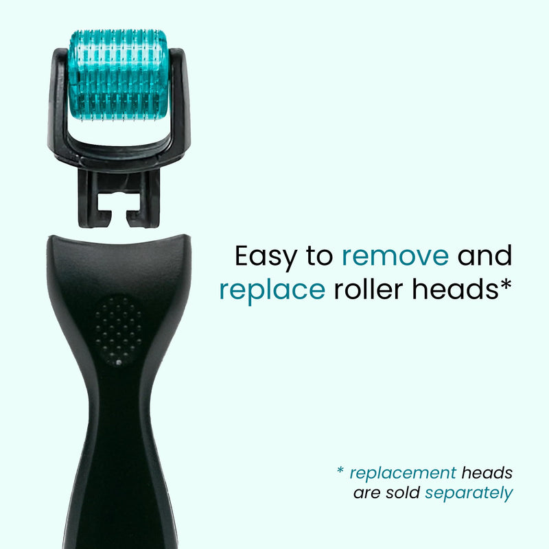 Gin Amber Beauty Derma Roller with Replaceable Head Design – 192 Real individual needles, Micro Needling Roller for Face, Beard, and Scalp Care, 0.25mm Face Roller