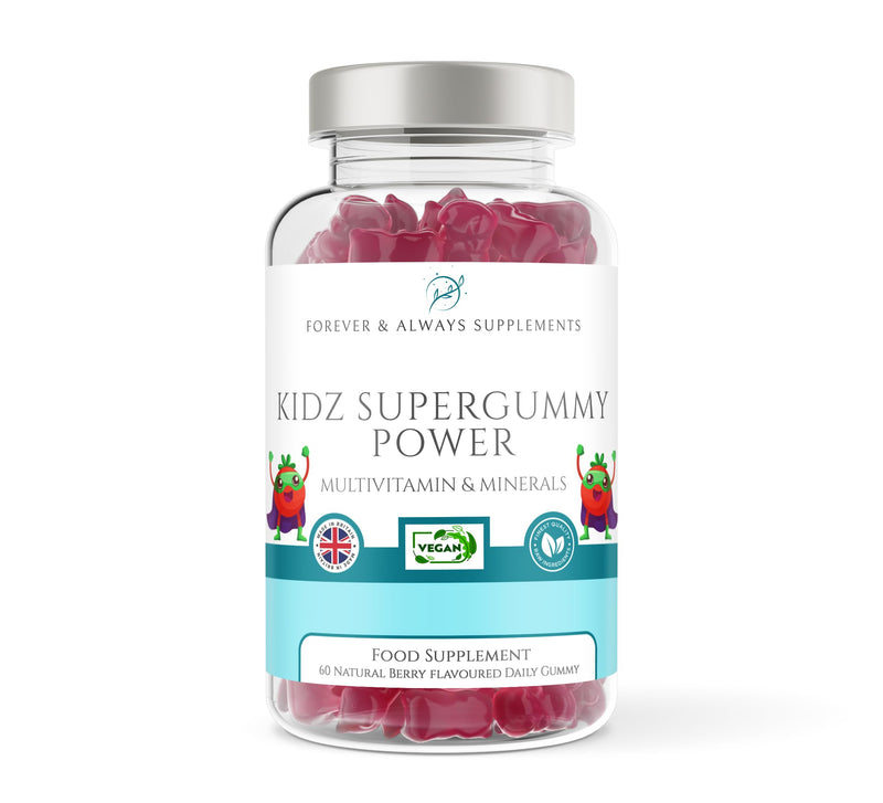 Multivitamin Gummy for Kids - 60 Natural Berry Flavoured Vitamins & Mineral Gummies for Children - Free from Artificial sweeteners - Vitamins D, C, A, B, & E chewable Supplements 3 Years +