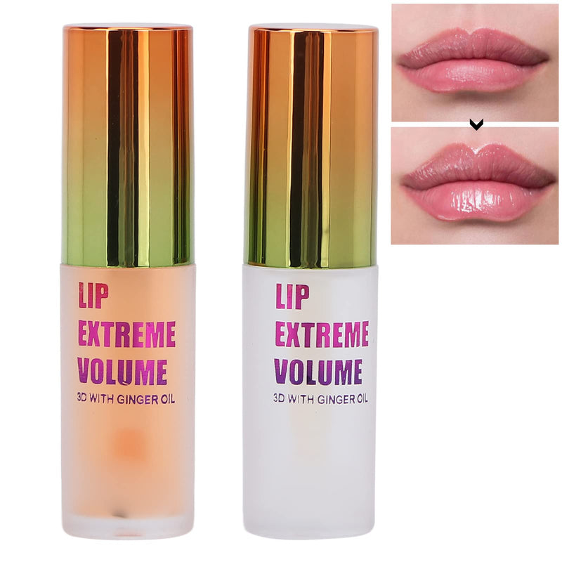 Lip Plumper Set, 2 Pcs Natural Plant Lip Care & Enhancer Set, Lip Gloss, Lip Moisturizing Beautiful Fuller, Lip Enhancer for Fuller, Lip Mask, Hydrating & Reduce Fine Lines, Day & Night Serum