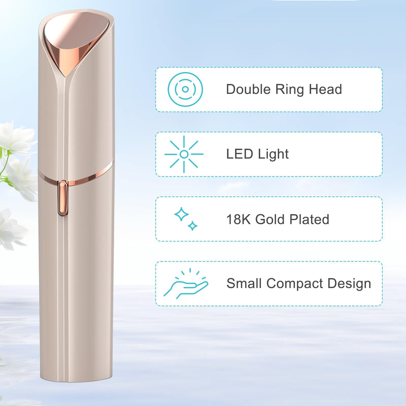 [Australia] - Facial Hair Removal for Women - Electric Painless Hair Removal Tool for Face, Lip & Chin, USB Rechargeable Rose Gold 