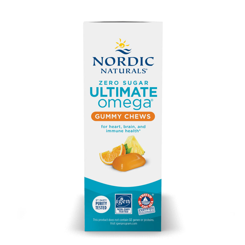 [Australia] - Nordic Naturals Zero Sugar Ultimate Omega Gummy Chews, Tropical Fruit, 54 Gummies, Supports Heart, Brain, and Immune Health, Non-GMO, Vegetarian, 27 Servings 
