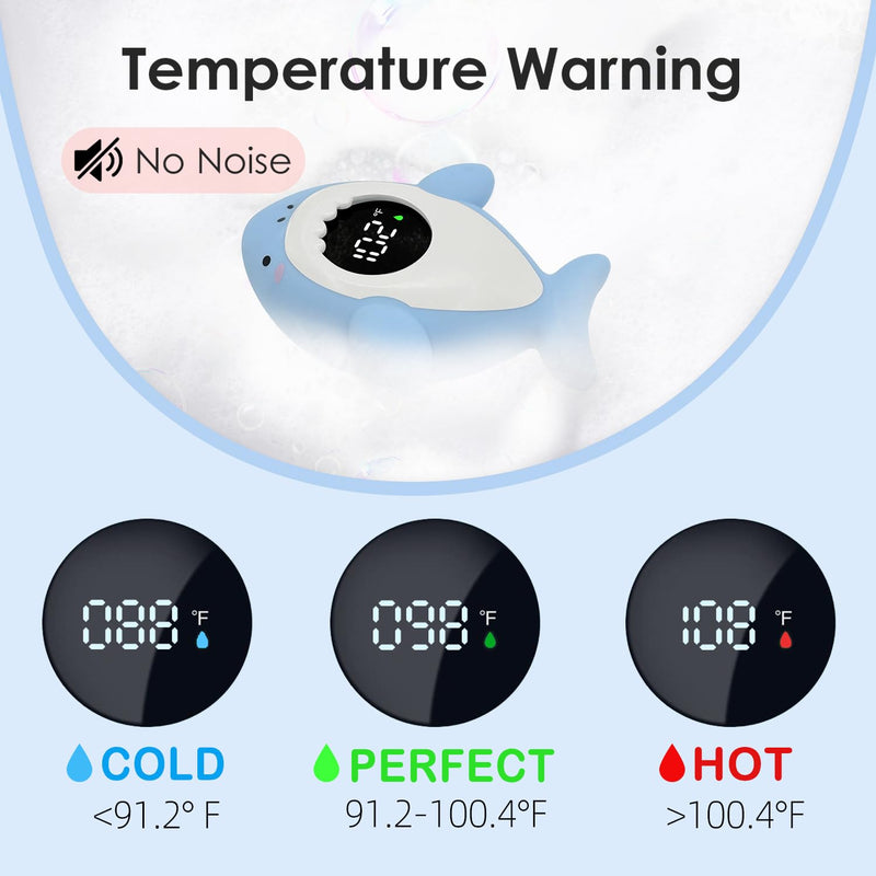 [Australia] - Baby Bath Water Thermometer for Bathtub Temperature - Safety Tub Thermometer with Temp Warning - Bath Thermometer & Room Thermometer Floating Baby Bath Toy for Infants Newborn Toddlers Girls Boys Shark 