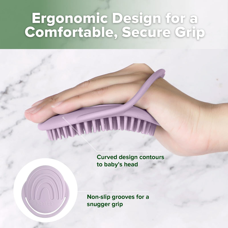 [Australia] - haakaa Silicone Shampoo Brush - Cradle Cap Brush Comb - Baby Hair Scrubber - Newborn Essentials Must Haves - 1pk-Lavender Lavender 