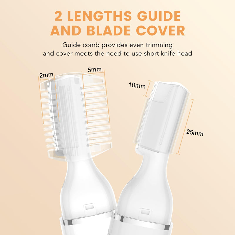 Eyebrow Trimmer Electric Eyebrow Razor with Digital Display LED Light, 2-Speed Eyebrow Shaver Rechargeable Facial Hair Remover Trimmer for Women, Painless Face Hair Removal for Upper Lip Peach Fuzz White