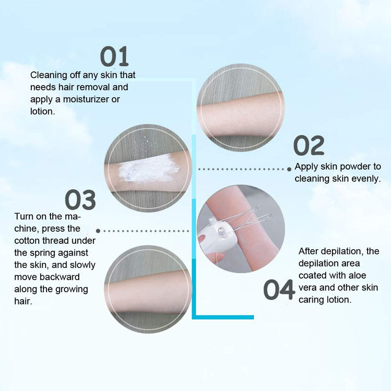 [Australia] - Threading Hair Removal, Hair Remover Electric Face Eyebrow Threading Epilator USB Charging Cotton Thread Depilation Machine Device for Women Girls Ladies () 