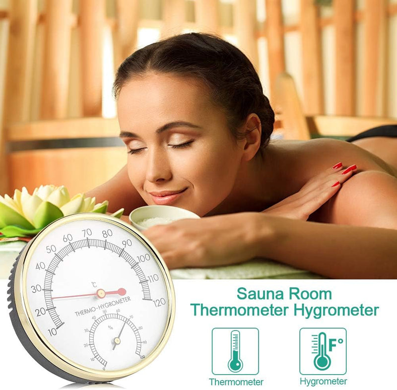[Australia] - Fdit 2-In-1 Stainless Steel Sauna Thermometer Hygrometer Thermo-Hygrometer Indoor Sauna Equipment Accessory 