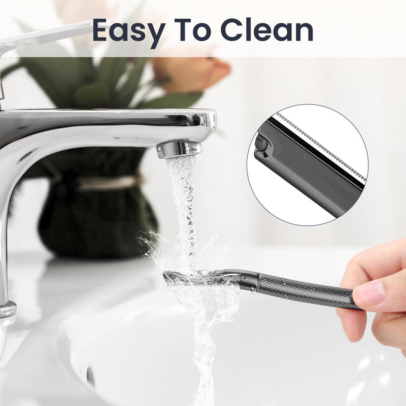 [Australia] - Dermaplaning Tool for Face, Dermaplane Razor for Peach Fuzz with Metal Grip, Professional Eyebrow Razor for Women, Facial Razor for Women Black (12 Replaceable Blades) 