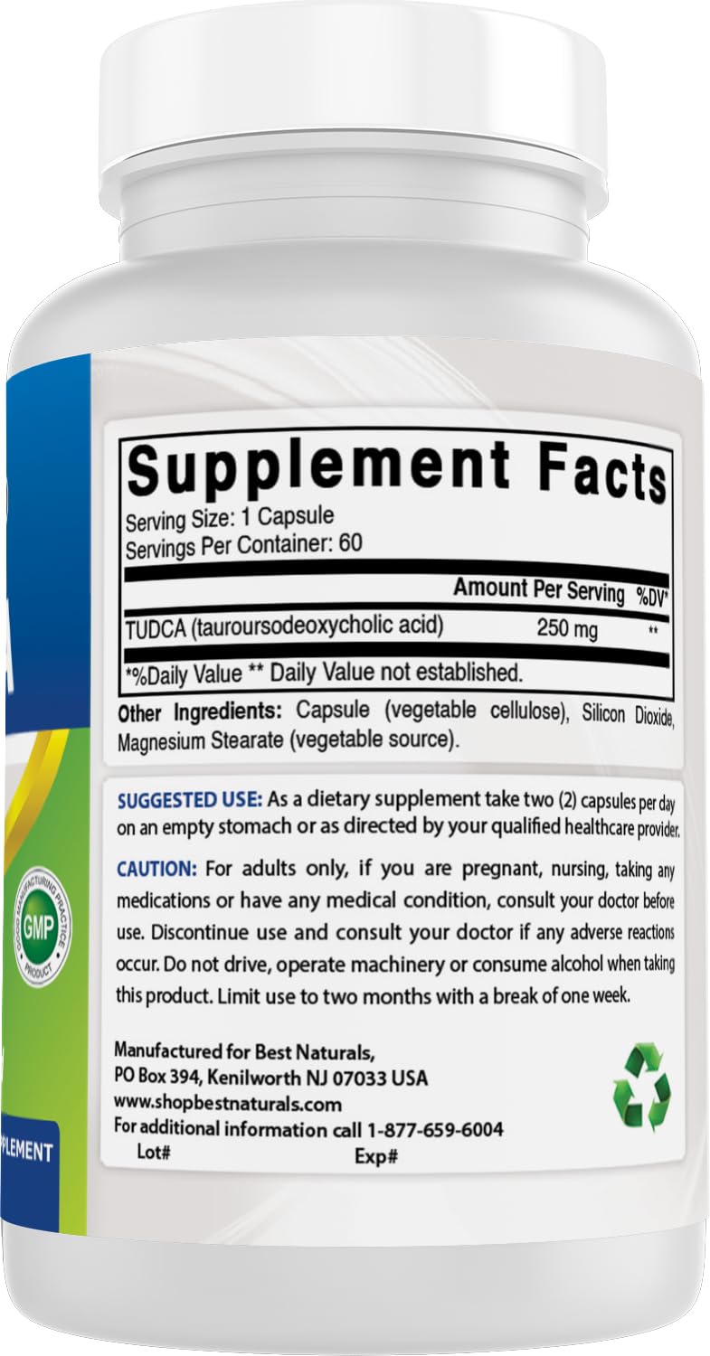 Best Naturals TUDCA 250mg (Tauroursodeoxycholic Acid) - 60 Veg Capsules - 2 Months Supply (60 Count (Pack of 3))