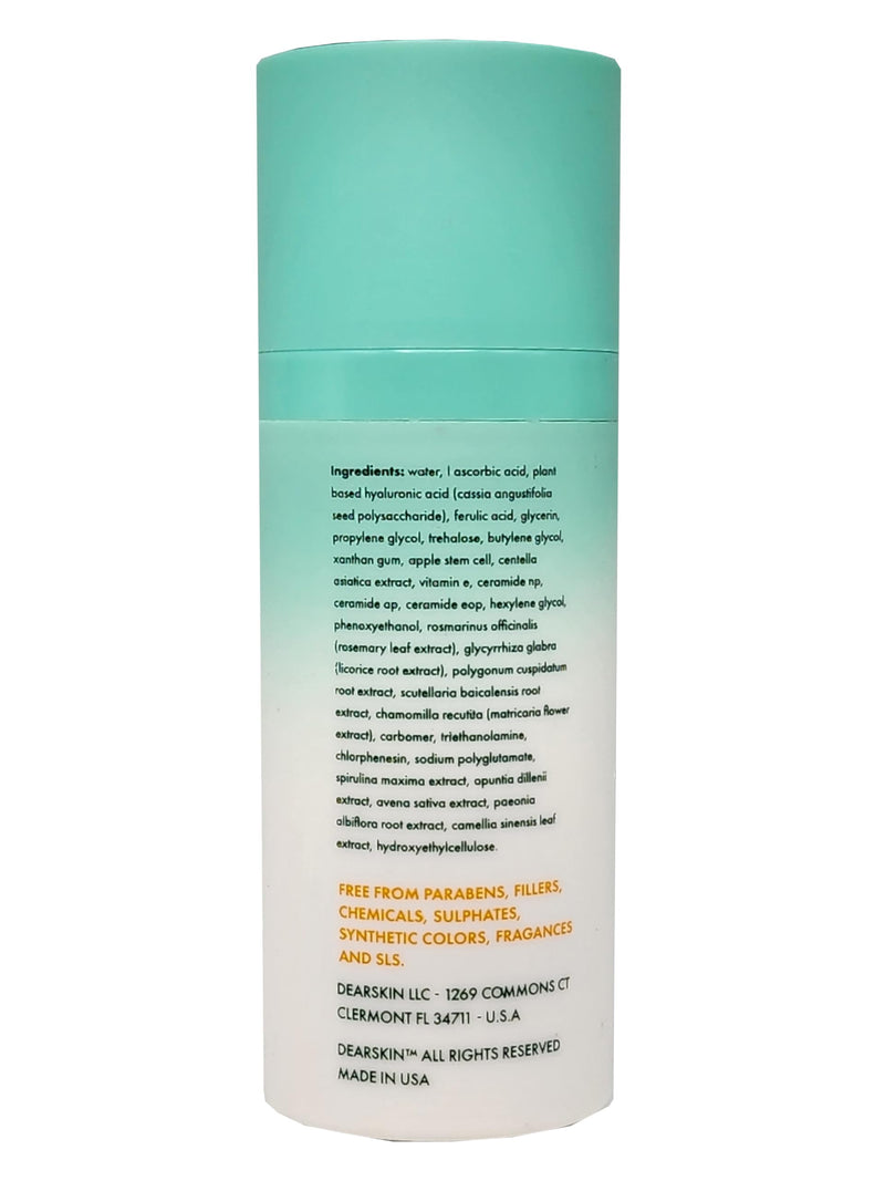 Dearskin Vitamin C Serum 20% - PURE L-ASCORBIC ACID, Ferulic Acid, Hyaluronic Acid Botanic, Vitamin E Organic Cruelty Free for Face and Neck Best Antioxidant, Treatment for Wrinkles, Men and Women Combo