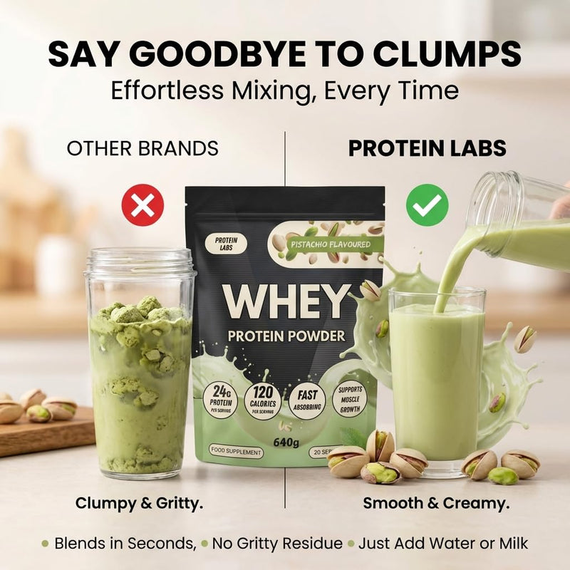 Whey Protein Powder – Fast Absorbing Whey Protein for Muscle Building & Recovery, 24g Protein Per Serving, Low Calorie Protein Shake, 20 Servings (640g) (Pistachio) Pistachio