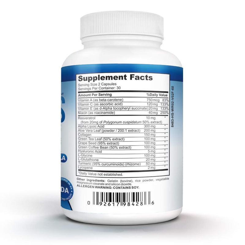 NutraPro Anti Wrinkle and Ageless Skin Vitamins - Dermal Repair Complex for Skin Repair with Collagen & Resveratrol, Alpha - Lipoic Acid & Hyaluronic Acid. Supplement for Dermal Renew and Anti-Aging.