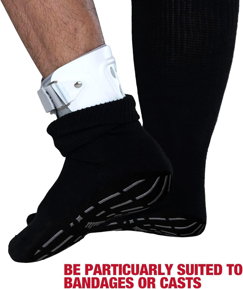 [Australia] - Extra Width Diabetic Socks Men Women-4 Pairs Wide Edema Sock for Swollen Feet,Non Slip Cast Bariatric Socks 13-15 Black 