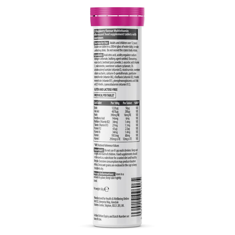 Multivitamin Effervescent| Raspberry Flavour|20 Tablets x 4| MultiZest Brand 20 count (Pack of 4)