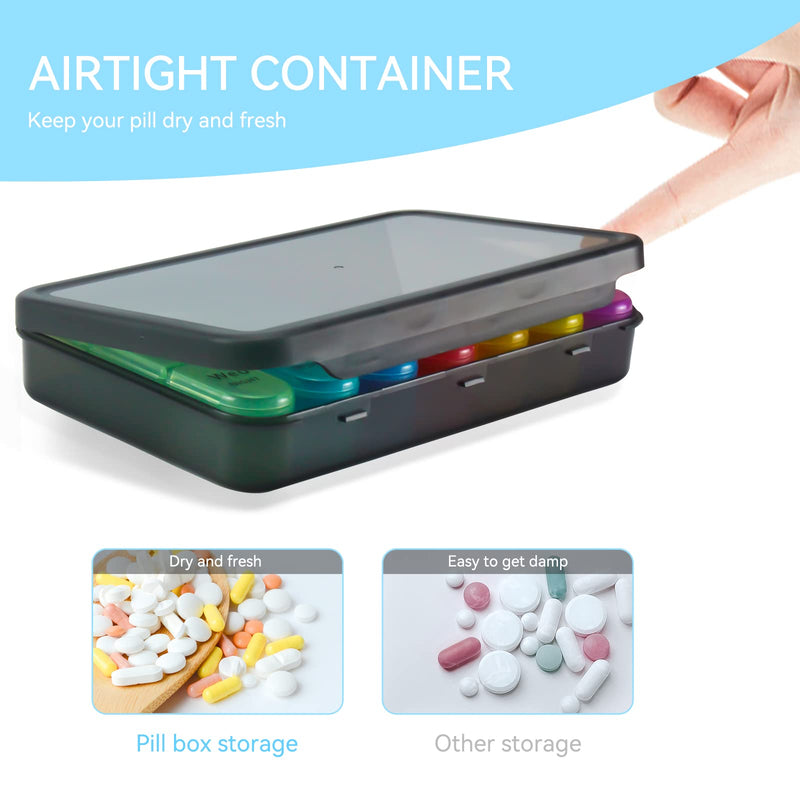 Weekly Pill Organizer 3 Times A Day, 7 Day Pill Box Large Compartments Moisture-Proof Pill Case, Daily Portable Travel Morning Noon Evening Pill Container, for Fish Oils, Vitamins, Supplements