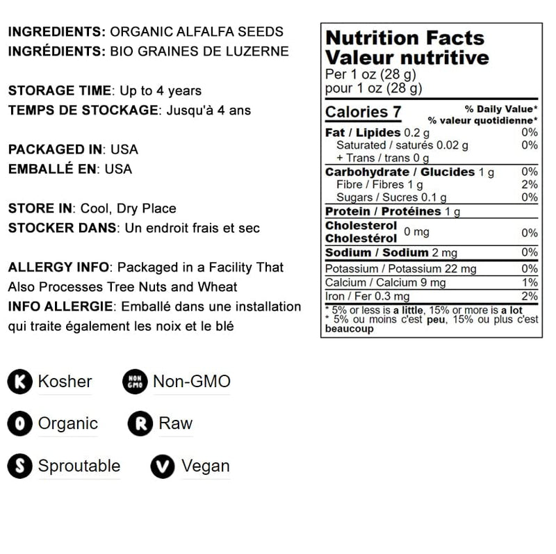[Australia] - Food to Live Organic Alfalfa Sprouting Seeds, 1 Pound - Non-GMO, Kosher, Sproutable, Raw 1 LB 