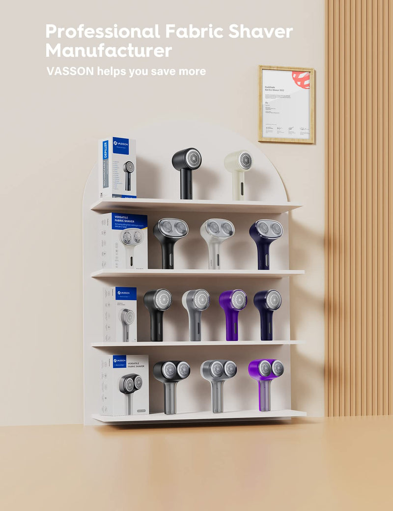 [Australia] - VASSON Fabric Shaver, Electric Lint Remover, Rechargeable Lint Shaver, Sweater Shavers to Remove Pilling, Large Fuzz Remover for Clothes Couch Furniture (greyish white) Greyish White 