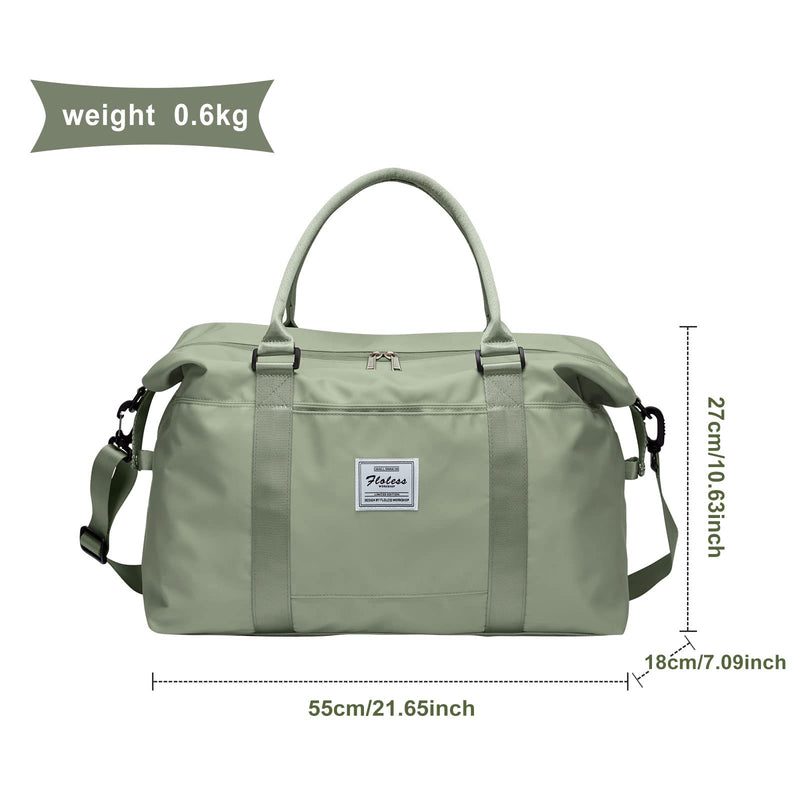Womens travel bags, weekender carry on for women, sports Gym Bag, workout duffel bag, overnight shoulder Bag fit 15.6 inch Laptop Large Light Green