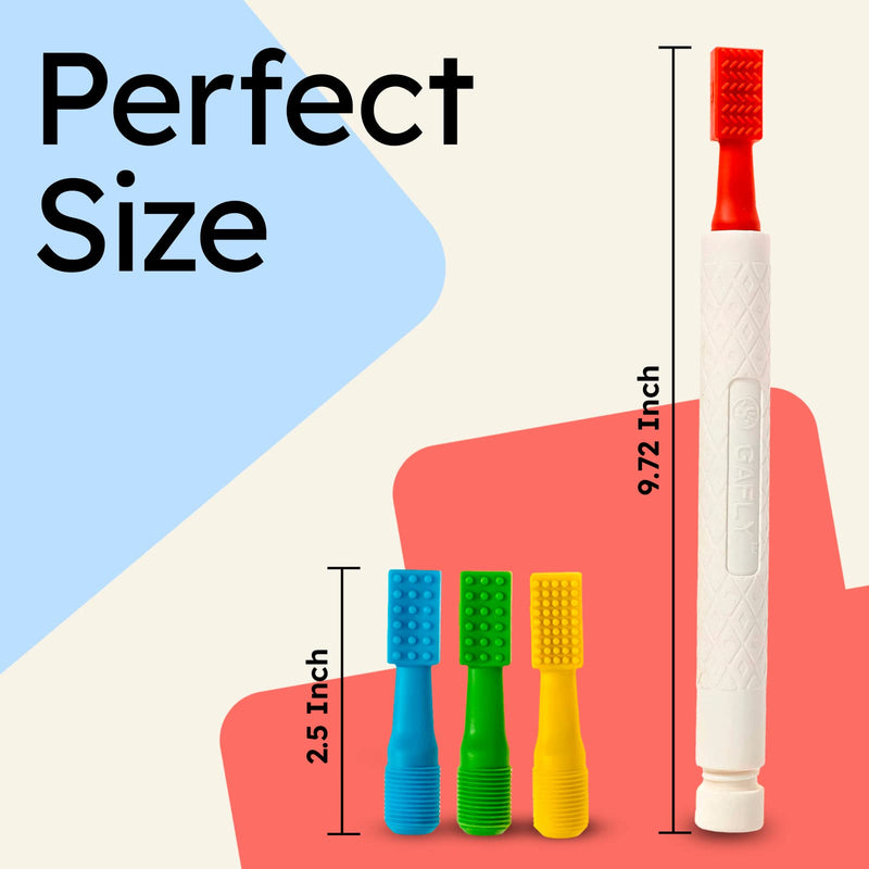 [Australia] - Gafly Therapens Oral Motor Therapy Tools stimulate Speech and Feeding - Chewy Vibe Speech Therapy Toys help Kids with Sensory Needs Chew & Relax - Oral Stimulator Kit includes 4 Tips, Storage Pouch Blue, Red, Green, Yellow 1 Count (Pack of 1) 