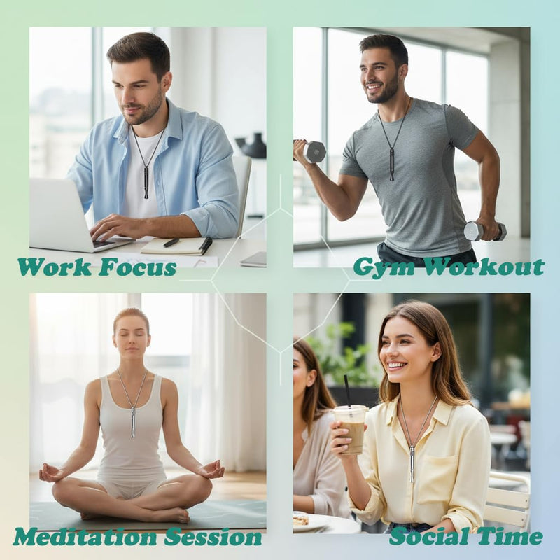 [Australia] - Breathlink Quit Smoking Necklace, Breathing Necklace for Fidget Relief and Smoking Cessation, Breathe Free Aids - Natural Stop Smoking Aid for Anxiety Relief black 