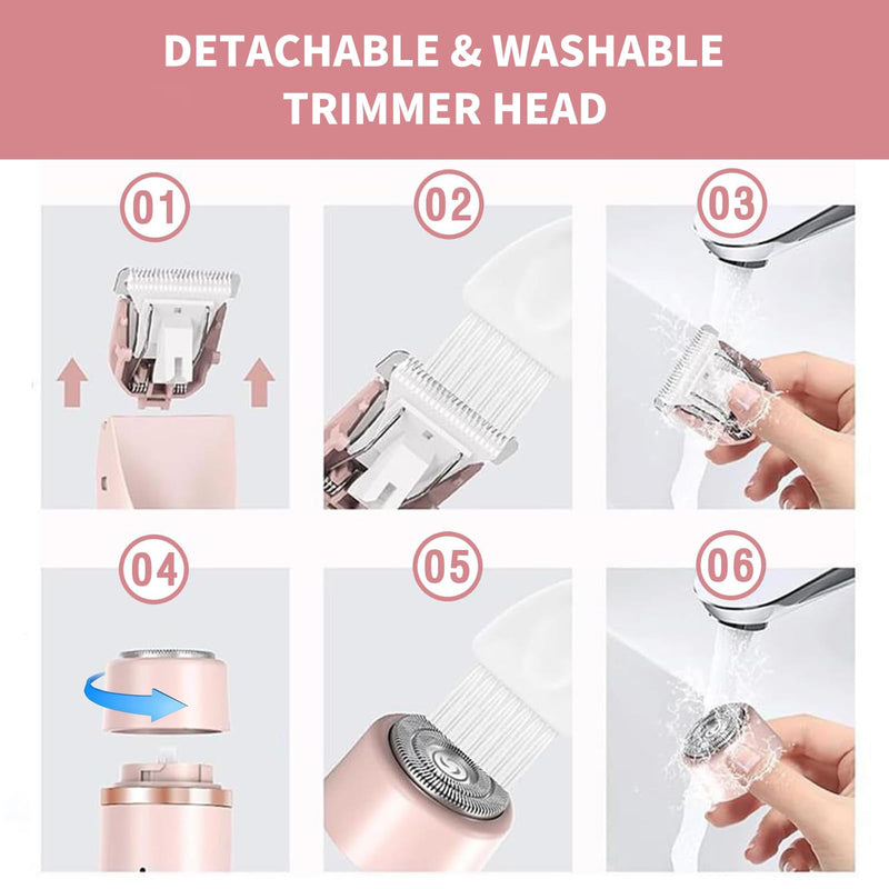 [Australia] - 2025 Glow Aura Womens Shaver, 2-in-1 Women's Body Shaver, Dual Head Bikini Electric Razor for Women, IPX67 Waterproof Wet & Dry Use Body Hair Trimmer (Pink) 