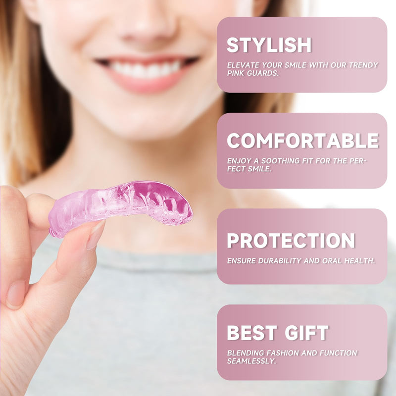[Australia] - 4 Pack Pink Mouth Guards for Women and Teens, Medium Size, Moldable Night Guards for Teeth Grinding and Clenching, Comfortable Bite Guards, Stylish Custom Dental Guards for Protection 