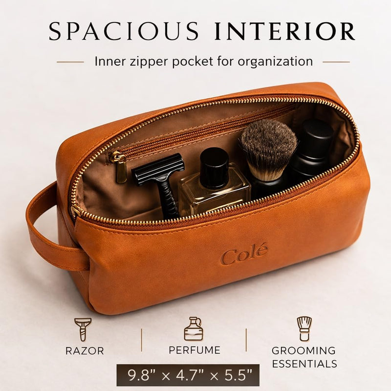 Colé Premium Toiletry Bag for Men Water Resistant Travel Organizer.