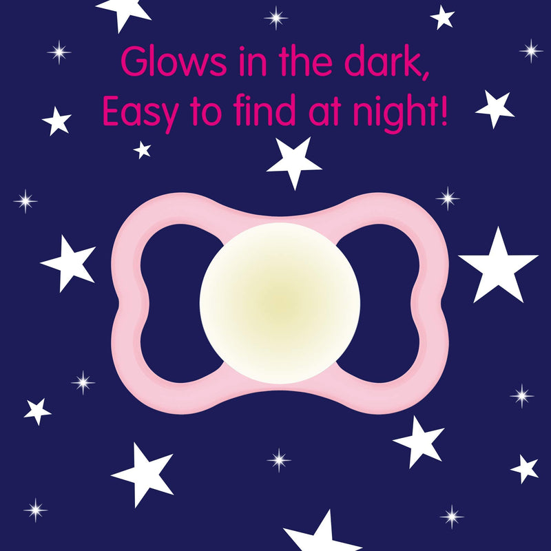 MAM Air Night & Day Baby Pacifier, for Sensitive Skin, Glows in The Dark, 6-16 Months, Girl, 3 Count (Pack of 1) Fairy Dust / Shell / Cotton 3 Count (Pack of 1)