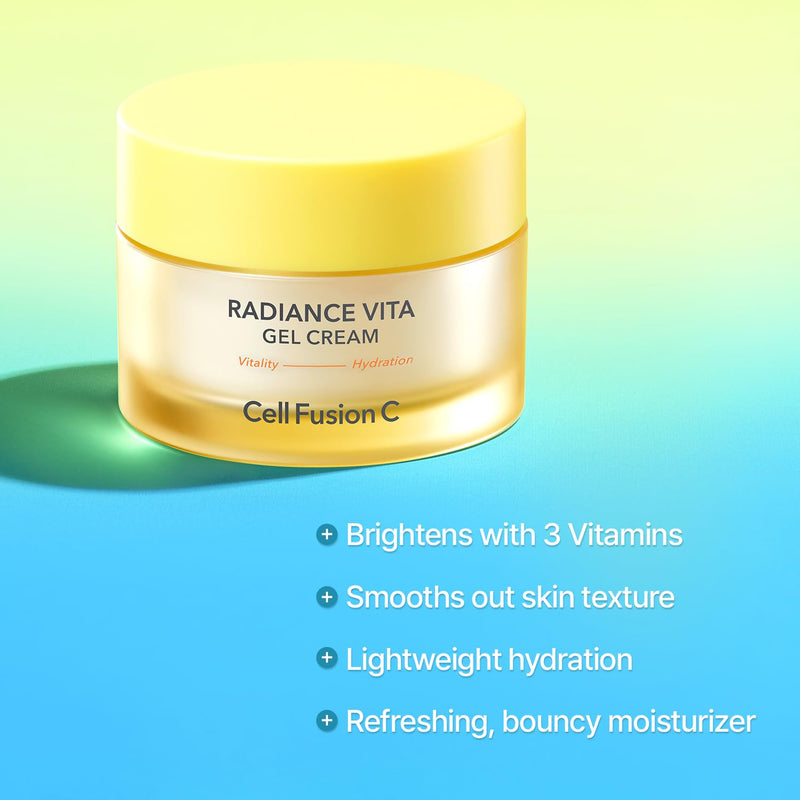 Cell Fusion C Radiance Vita Gel Cream, Bouncy, Hydrating Gel Moisturizer with 3 Vitamins and Hyaluronic Acid, Bright and Radiant Skin, 1.86 fl.oz / 55ml - skincare for face