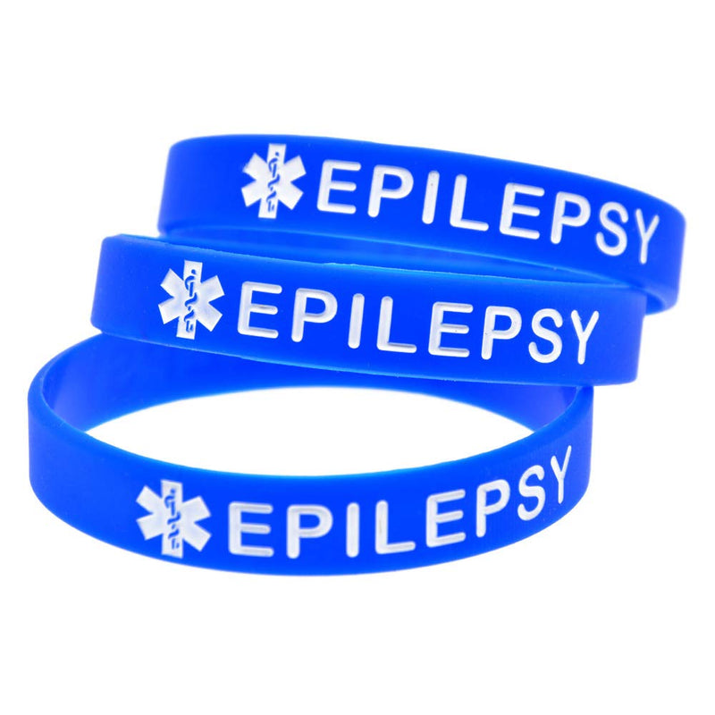 [Australia] - 4 Pack Epilepsy Silicone Medical Alert Emergency Bracelet Wristbands for Man Women 