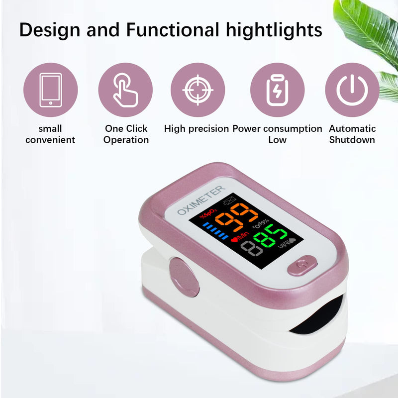[Australia] - Pulse Oximeter Fingertip, Heart Rate Monitor with Large LED Screen, Blood Oxygen Saturation Meter for Adults with Carrying Lanyard, Accurate Fast Reading【Rose gold】 Rose Gold 